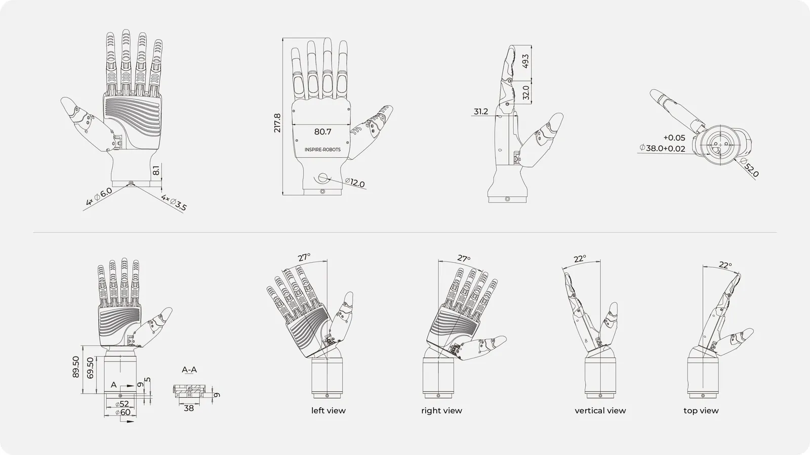 Inspire Robots RH56BFX - Aufbau und Hauptkomponenten