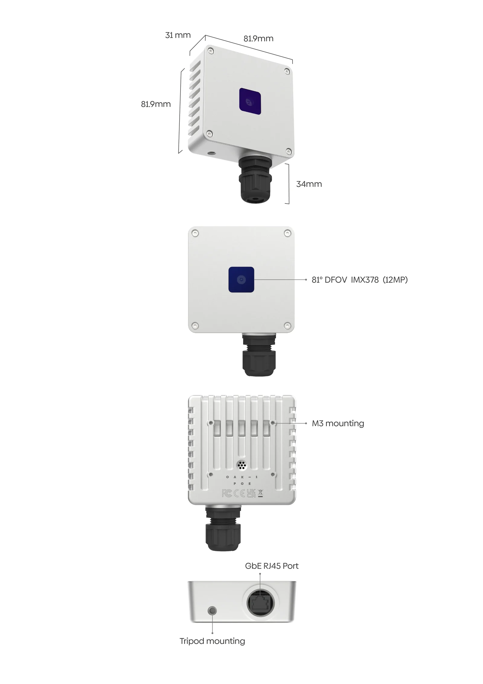 Luxonis OAK-1 PoE - 32MP - Aufbau und Hauptkomponenten